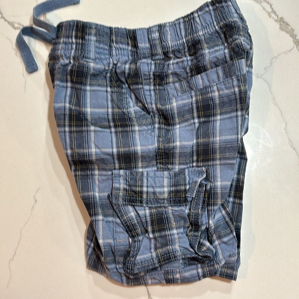 Gymboree | Infant Baby Boys Cargo Blue Navy White Plaid Casual Shorts 18-24M - Picture 9 of 16